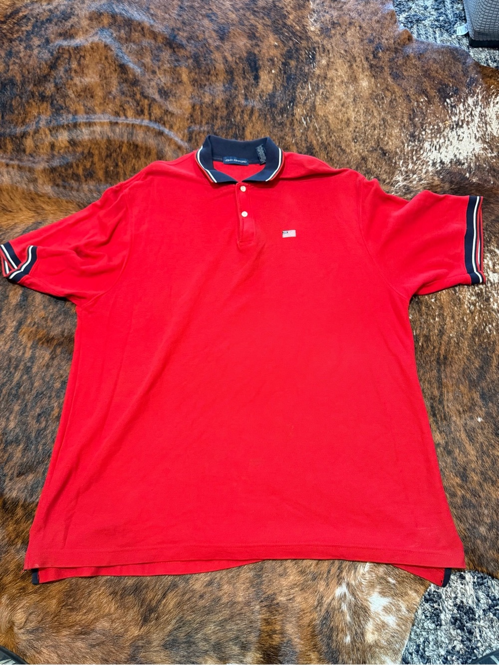 Vintage John Ashford Golf Polo XXL 90s America Flag Performance Red White Blue